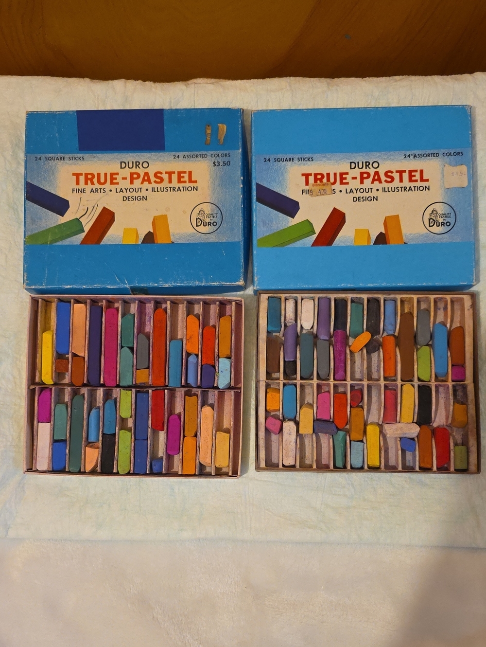 Vintage DURO True-Pastel 2 Boxes Of Used Assortment Of Partial Pastel Sticks